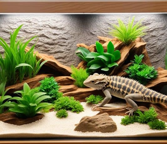 bearded dragon habitat with safe substrate
