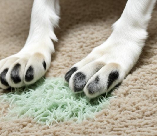 dog scratching the carpet