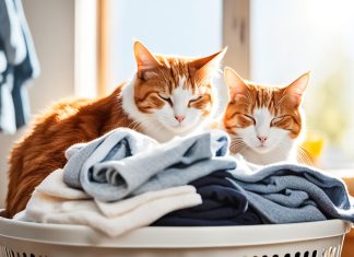 cats on laundry
