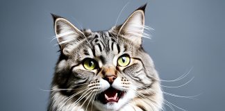 Cat exhibiting aggressive behavior
