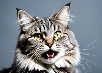 Cat exhibiting aggressive behavior